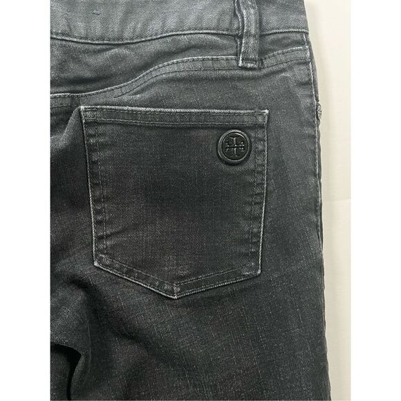 Tory Burch Ivy Super Skinny 5 Pocket Charcoal Jeans Back Pocket Logo Size 26 - Picture 3 of 10